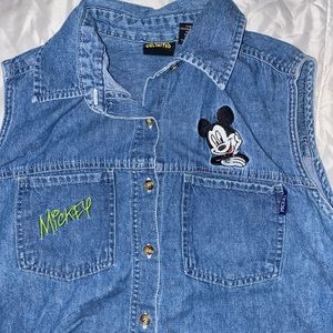 Disney Blue Denim Sleeveless Top with Mickey Mouse